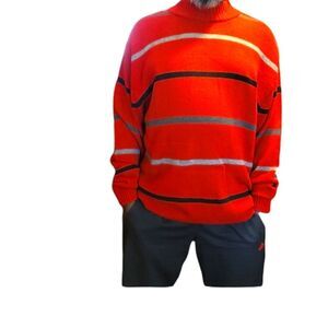 NWT Men's Red Striped Crew Neck Grandpacore Sweater   2x